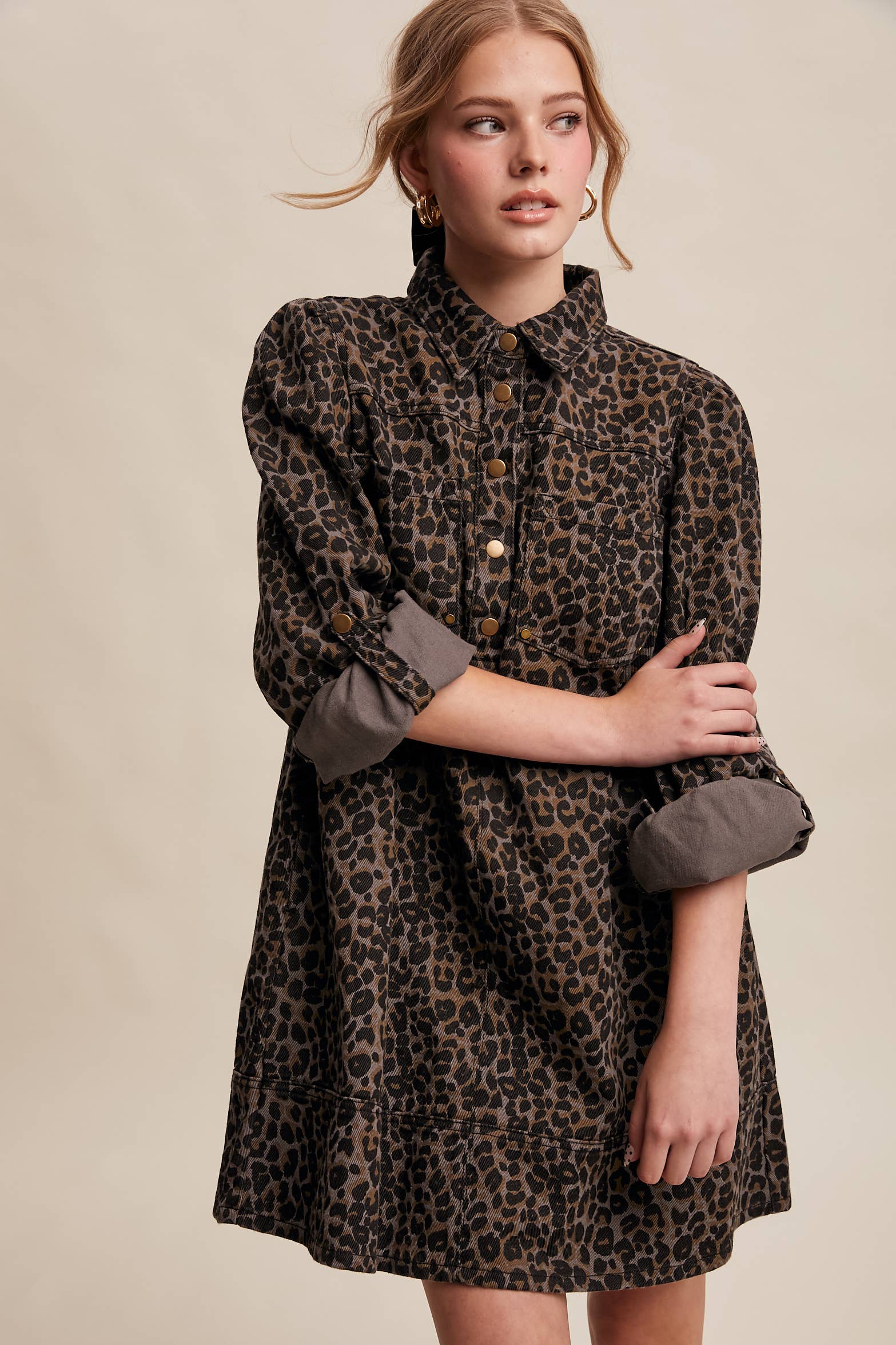 leopard denim shirt dress Leopard Denim Dress